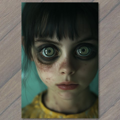 STICKER Creepy Wide-Eyed Woman Haunted Horror Macabre Dark Gothic Atmosphere
