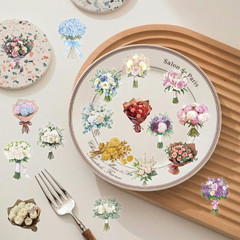 50Pcs Transparent Flower Bouquet Sticker Waterproof Vinyl Aesthetic Clear Floral