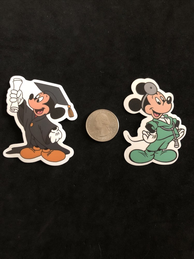 Disney Stickers – Mickey Mouse Graduate and Doctor Mickey lot of 2 Stickers New