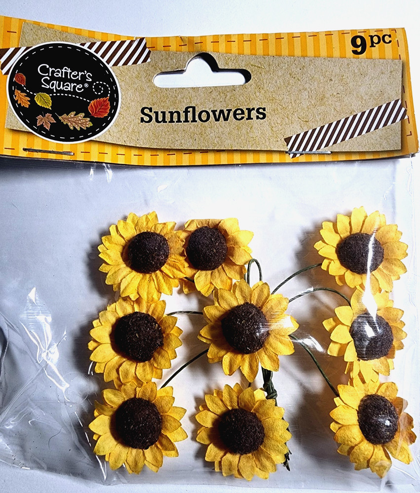 Crafters Square Sunflower Paper Embellishments 9pc Flowers Junk Journal Crafts