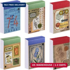 PRSTINCOL 6 Sets 300 Pcs Washi Stickers Book, Vintage Aesthetic Sticker Set for