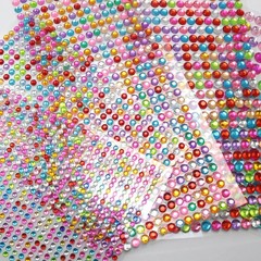 3 Sheet Mixed Color Bling Round Rhinestones Gems Self-Adhesive Sticker Flat Back