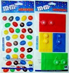 M&M’s Stickers LOT OF 4 Adhesive Envelopes & Candies EK Success Sticko NEW!