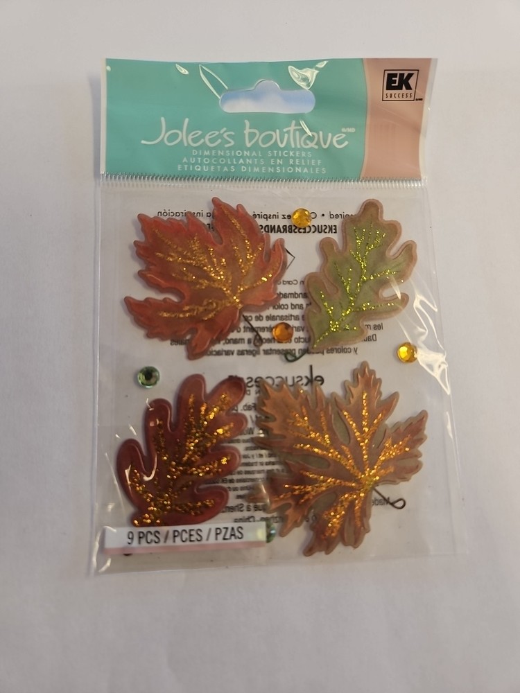 Fall Theme Leaves Gem Scrapbooking Stickers Jolee’s Boutique Glitter Dimensional
