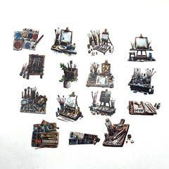 Art Painting Studio Easel Stickers Scrapbook Collage Junk Journals