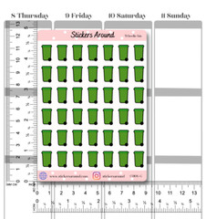 Green Wheelie Bin Icon Planner Sticker, Garden Bin Sticker for Calendar, C0106-G