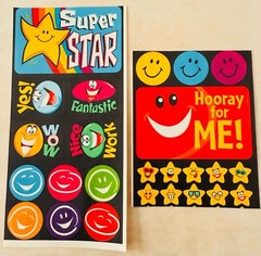 Vintage Highlights Magazine Happy Smiley Face Star sticker sheet stickers Reward