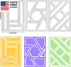 3 PCS Rectangular Die Cuts for Card Making, Frame Scrapbook Metal Cutting Die