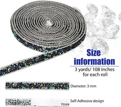 1X 108″ x 0.4″ Black Shiny Crystal Rhinestone Diamond DIY Decor Sticker Decal #B