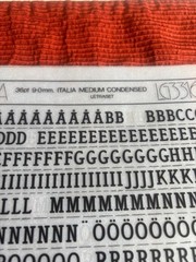 Letraset 3 INSTANT LETTERING Transfer Letters 36pt Italia Medium NICE 2