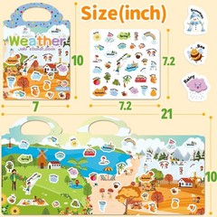 3 Sets Reusable Jelly Sticker Books 3-6 | Kids Travel Weather Insect Beach Toys