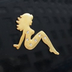 3D Diamond Beautiful Girl Metal Chrome car stickers( Gold Or Silver)