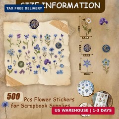 450 Pcs Flower Stickers for Scrapbook Supplies, Dried Pressed Flowers Scrapbook,