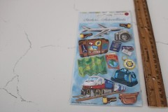 Punch Studio Dimensional Sticker Train Luggage Map Plane Ticket Scrapbooking Art
