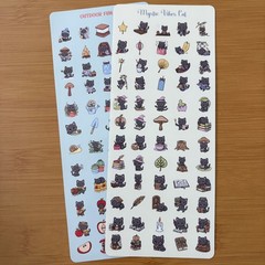 Small Kawaii Black Cat Sticker Sheets Planner, Scrapbooking, Sticker Charts