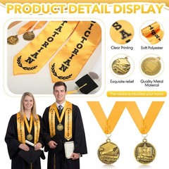 4 Pack Graduation Stole Sash and Award Medal Set 2026 Valedictorian Salutator