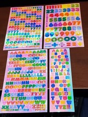 RARE Sandylion Mother of PEARL 3 Maxi 4×6.5″ 1 strip ALPHABET NUMBERS LETTERS