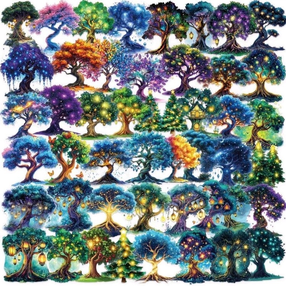 20pcs Witch Transparent Magic Tree Stickers, Forest Waterproof Envelopes Bottles