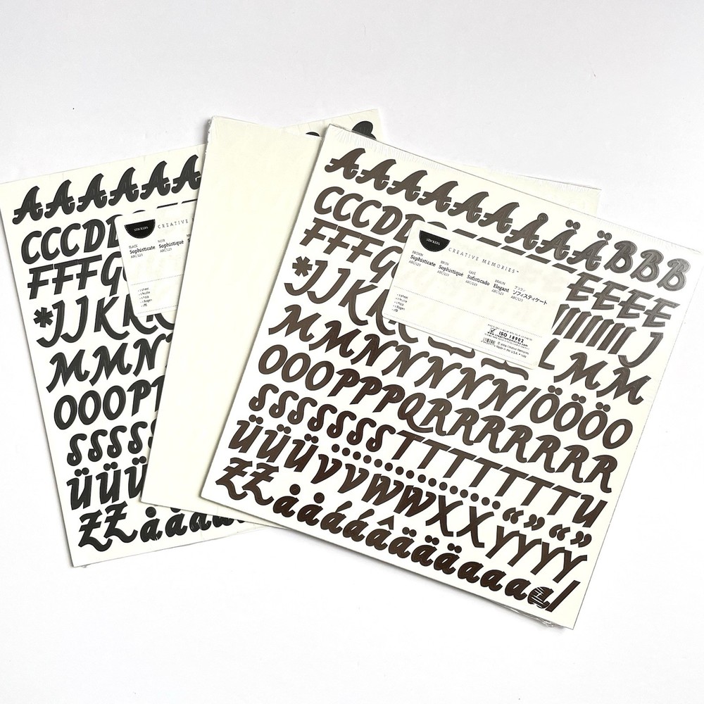 Creative Memories ABC/123 Sophisticate Letter Number Stickers 1 Sheet 3/4″ New
