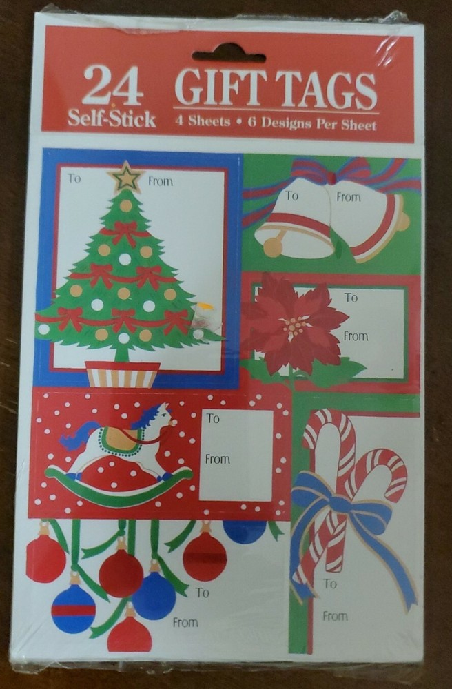 Vintage Paper Magic Group Self-Stick Gift Tags, NIP 4 sheets, 6 designs