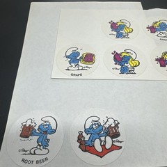 Open Vintage Smurf Scratch & Sniff Smurfy Stickers