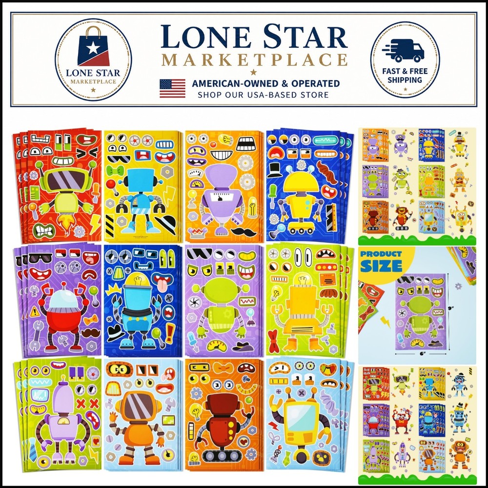Creative Mix and Match Robot Stickers – 36 Sheets for Endless Fun and Teamwork