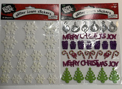 Foam Zone-Christmas Crafts Holly Glitter Foam 3D Stickers-Lot 2 Packs