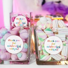 Colorful Thank You Stickers | 2″ Waterproof Labels for Wedding, Baby Shower | 60