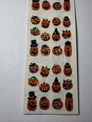 90s Sandylion Halloween Stick-er-Treat Prismatic Jack O Lantern Pumpkin Stickers