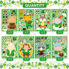 24 Sheets St. Patrick’S Day Stickers for Kids, Make a Face Sticker Irish Theme S