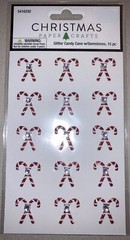 10 HL Christmas Papercraft Glitter Candy Cane w/Rhinestone Sticker Packs