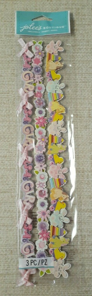 Jolee’s Boutique 3D Border Stickers *It’s A Girl 3Pc. Bunnies/Gems/Bows