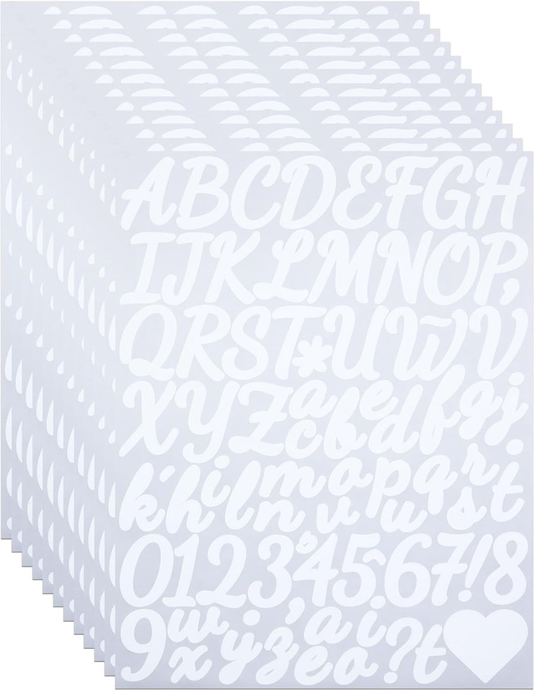 12 Sheets 1 1/2 Inch Letter Number Stickers, Self-Adhesive Vinyl Alphabet Label