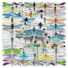 50 Pcs Dragonfly Decorative Stickers for Water Bottle Laptop Journals Luggage