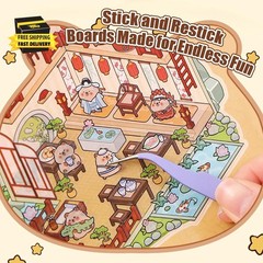 20 Sets 3D Sticker Scene Book Mini House DIY Cartoon Animal Stress Relief