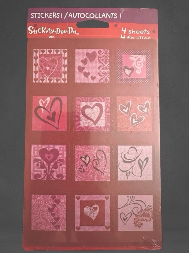 4 Sheets Stickety-Doo-Da Valentine Love Hearts Stickers NIP NOS Arts Crafts