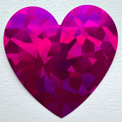 ❤️24 Large SPARKLE Prism HEART STICKERS 1.5 Hot Pink Foil wedding valentines day