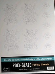 Gina K Designs POLY-GLAZE Foiling Sheets Holiday Floral 3 Sheets