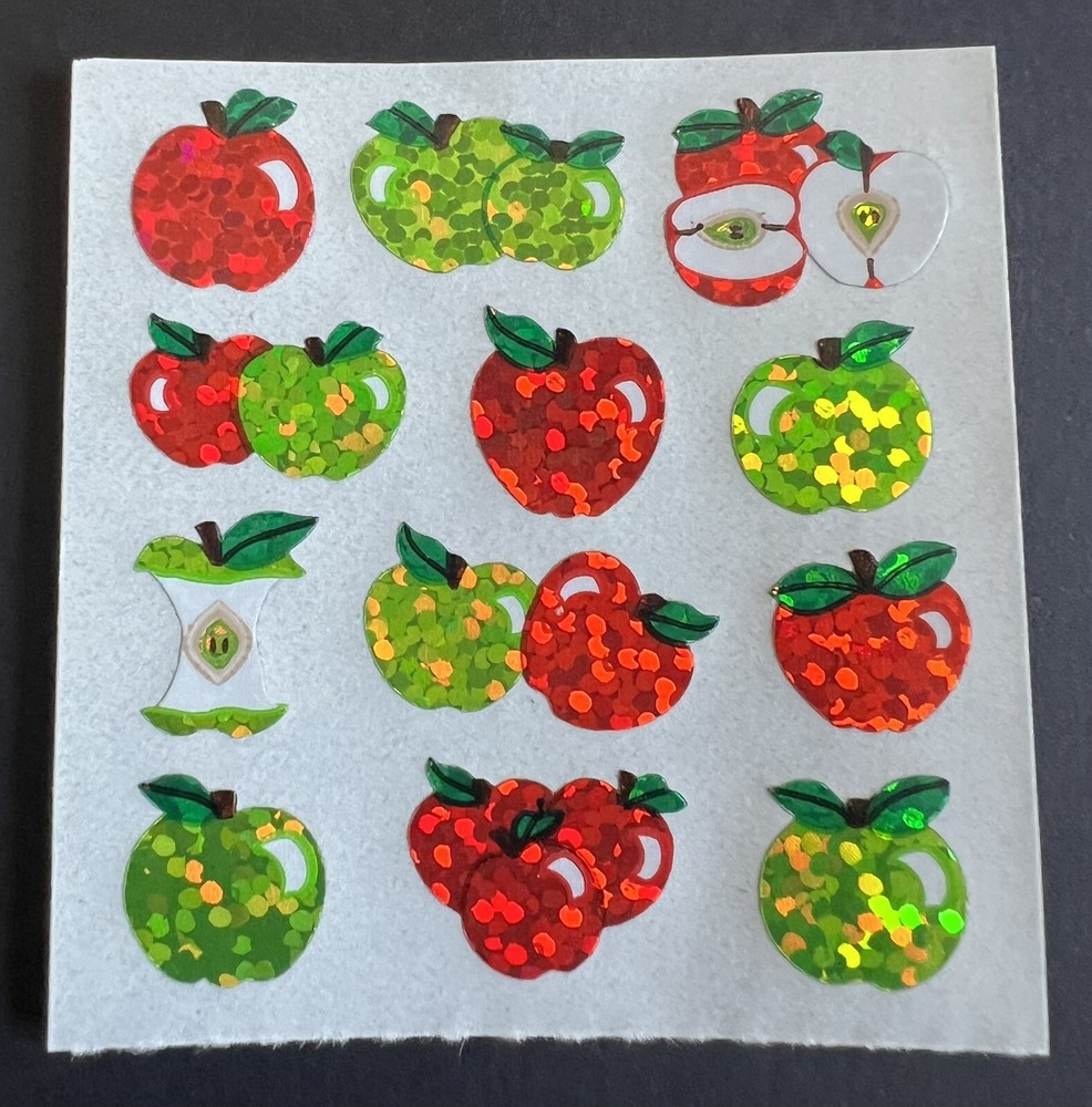 Vintage Sandylion Red And Green Apple Prismatic Stickers 1 Mod
