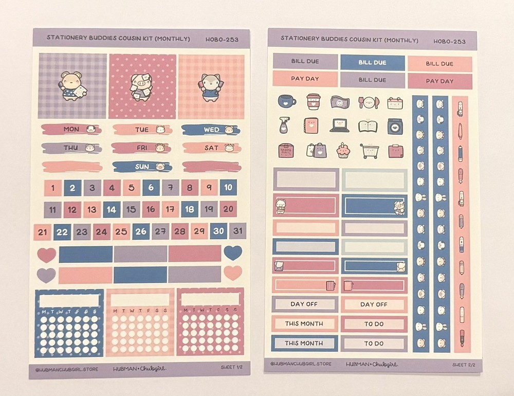 Hubman and Chubgirl Stationary Buddies Hobonichi Cousin Kit Monthly NEW