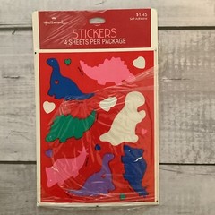Hallmark Valentine Dinosaur Heart Stickers Set Of 4 Partial Sheets Vintage