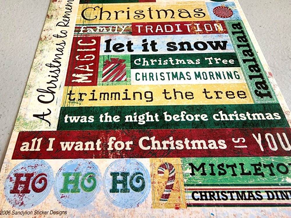 Sandylion Christmas Words Stickers Glitter Accents 12″ 2006 NOS Scrapbooking