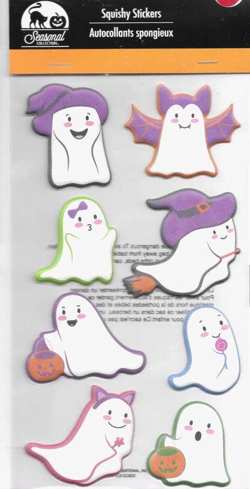 Halloween Ghosts Bat Pumpkin Witch Treat Trick Crafter’s Square Puffy Stickers