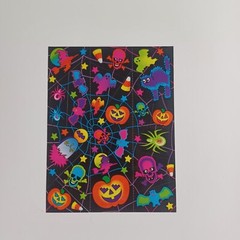 Vintage Lisa Frank Sticker Sheet S129 -Halloween -Pumpkins -HTF Rare 80s Unused