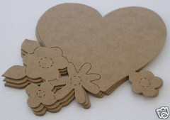 4 HEART w/ FLOWERS – Floral Hearts Bare Chipboard Die Cuts – 4.5″ x 5″