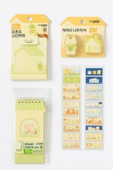 Daiso Korea Cute Stationery Set Notepad Sticky Notes Magnets Page Markers Kawaii