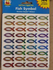 Fish Symbol Dazzle Glitter Stickers Christian CD-2153 NEW Pack of 144