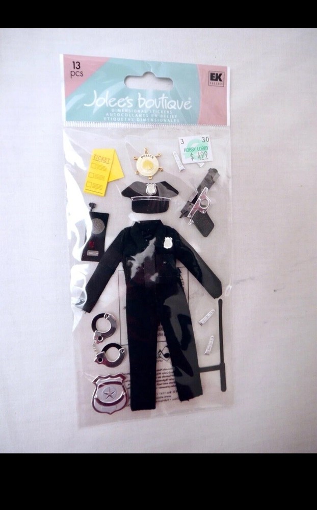 Jolee’s Boutique Police Uniform + Gear Scrapbook Embellishments Cards NEW 55C
