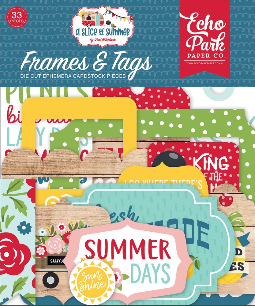 1 Pack of Echo Park Paper A SLICE OF SUMMER Frames & Tags Ephemera Pieces