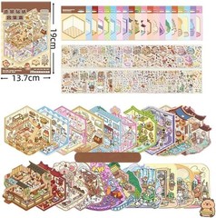 40 Sets DIY 3D Sticker Scene Collection Book, Miniature Cute Cartoon Animal Stic